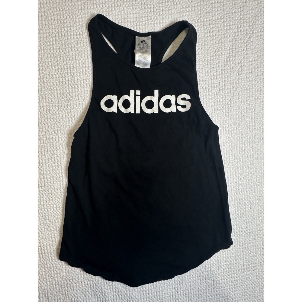 Adidas Black Racerback Tankβ Top Logo Sleeveless Athletic Workout Women's XS